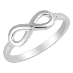 Plain Polished Infinity Ring in Sterling Silver | applesofgold.com Cheap Formal Rings For Women, Cheap Simple Design Rings For Women, Cheap White Sterling Silver Ring, Cheap Elegant Metal Ring Jewelry, Cheap Classic Rings For Gifts, Affordable White Gold Sterling Silver Jewelry, Gold Ring Plain, Silver Infinity Ring, Silver Diamond Jewelry