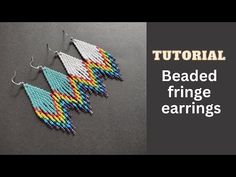 beaded fringe earrings with text overlay that reads, beaded fringe earings