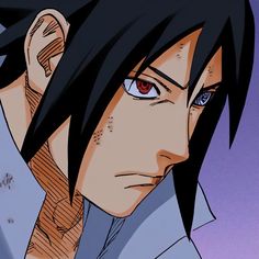 an anime character with black hair and blue eyes