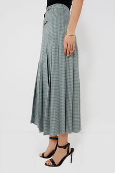 Made from a fabulous plaid material and finished with pleats that give chic structure, the Palladian Check Isla Skirt is a must-have. Striking a balance between cool-girl vibes and effortless sophistication, this midi is an easy style that packs a fashionable punch. Complete with buckle closures at the side with functional appeal since they can adjust the fit of the waist, as well as a hint of stylish edge, this number pairs perfectly with tees, button downs, sweaters, and more. High rise Wrap s Plaid Material, Easy Style, Cocktail Attire, Pleated Midi Skirt, Pullover Sweatshirts, Fall Trends, Simple Style, Day Dresses, Clothes For Sale