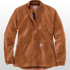 Shirt Jacket Womens, Carhartt Womens, Womens Jackets Casual, Carhartt Women, Carhartt Jacket, Canvas Jacket, Collar Shirt, Knit Collar, Light Jacket