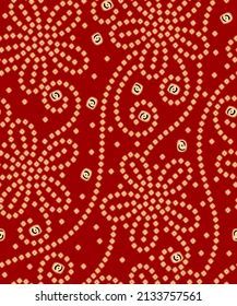 an abstract red and gold background with circles, dots and swirls on it's surface