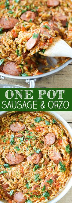 one pot sausage and orzo is an easy dinner recipe