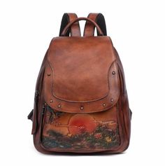 Women Embossed Genuine Leather Backpack   Description: Size M:L25xW14xH32cm(9.8''x5.9''x12.6'') Material:Genuine Cow Leather Weight:1000g Payment We accept paypal only. How to pay:  We will email to your eBay registered email address  after you winning the item. There is a link to direct  you a secured checkout page. You should confirm your  purchase and provide your shipping address there. (Normally, we ship the item  according to your address in eBay. ) At the  last step of the checkout page, Vintage Leather Shoulder Backpack With Large Capacity, Rectangular Leather Backpack For Trips, Casual Brown Shoulder Bag For Trips, Casual Brown Bag For Trips, Leather Book Bag, Luxury Backpack, Retro Bags, Satchel Backpack, Flap Backpack