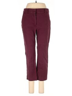 Ann Taylor LOFT Casual Pants Size: 6 Burgundy Bottoms - used. 78% COTTON, 20% RAYON, 2% SPANDEX, Cropped, High Rise | Ann Taylor LOFT Casual Pants - High Rise: Burgundy Bottoms - Size 6 Loft Burgundy Pants, Ann Taylor Loft, Ann Taylor, Casual Pants, Womens Bottoms, Women Handbags, High Rise, Loft, Size 6