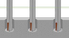 three metal poles are shown in this diagram