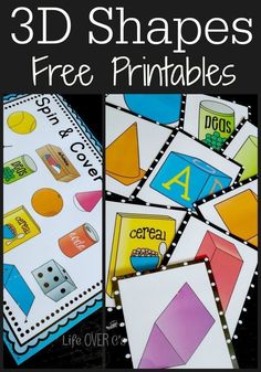 3d Shapes Activities, Free Printables For Kids, Shapes Kindergarten, Teaching Shapes, Shapes Preschool, Free Printable Activities, Prek Math, Printables For Kids, Kindergarten Fun