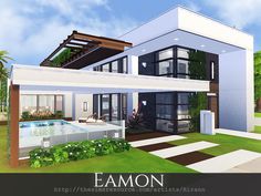 Sims 4 Modern House, Birthday Recipes, Oasis Springs, Sims Ideas, Casas The Sims 4, Mansions Luxury