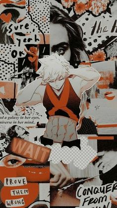 an image of a collage with orange and black