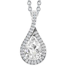 METAL SPECIFICATIONS White Gold 14K STONE SPECIFICATIONS Stone Name : Old Miner Stone Cut : Pear and Round Stone Details : There is one pear cut old miner diamond approx. 2.50 carats (Approx. Size 9 x 7.5 mm) and approx. 2 carats of smaller diamonds in the pendant. Natural earth mined diamonds. Color : F/G Clarity : VS1 Total : Approx. 4.50 Carats PENDANT SPECIFICATIONS Length : 16” (Can change length, please indicate about change with payment) Face Size (mm): Approx. 10 mm Overall Size (mm) : A Pear Shaped Pendant, Pear Pendant, Heart Shaped Rings, Stylish Necklace, Diamond Settings, Split Shank, Jewelry Diamond, Pear Diamond, Women Diamond