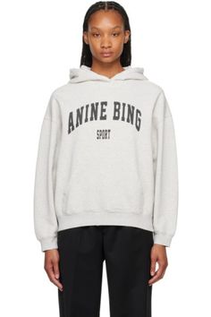 ANINE BING - Gray Harvey Hoodie Anne Bing, Anine Bing Hoodie, French Terry Hoodie, Anine Bing, Wardrobe Basics, Menswear Inspired, Clothing Labels, Cotton Fleece, Grey Hoodie