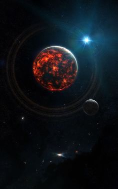 an artist's rendering of two planets in the solar system, with one being surrounded by stars