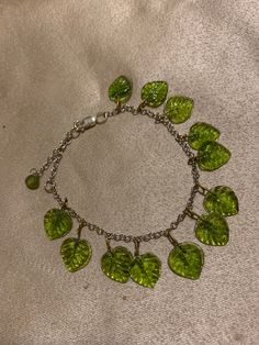 Nickel-free Green Leaf-shaped Jewelry, Hypoallergenic Green Glass Jewelry, Adjustable Green Charm Bracelet With Lobster Clasp, Green Glass Bracelet Jewelry, Green Metal Charm Bracelet, Green Glass Jewelry With Adjustable Chain, Nickel-free Adjustable Leaf Jewelry, Nickel-free Adjustable Leaf-shaped Jewelry, Adjustable Nickel-free Leaf-shaped Jewelry