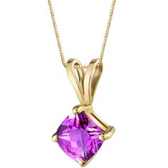 14 Karat Yellow Gold Cushion Cut 1.00 Carats Created Pink Sapphire Pendant P9802 Sapphire Pendant Necklace, Jewelry Questions, Pink Sapphire Pendant, Black Opal Pendant, Blue Sapphire Pendant, Sapphire Necklace Pendants, Princess Cut Gold, Gold Cushions, Blue Topaz Pendant