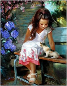 Kitten time... (Artwork by Vladimir Volegov) Art Amour, Greg Olsen, Illustration Kunst, Images D'art, 강아지 그림, Hur Man Målar, Art Et Illustration