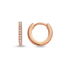 Mode Rose, Rose Gold Hoop Earrings, Mini Roses, Huggie Hoop Earrings, Rose Gold Earrings, Dainty Jewelry, Gold Hoop Earrings, Huggies Earrings, 18k Rose Gold