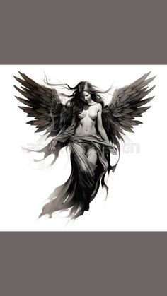 an artistic drawing of a woman with wings