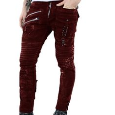 Brand Name: Xituodai?Origin: CN(Origin)Closure Type: Zipper FlyApplicable Season: Spring and AutumnApplicable Scene: DailyStyle: Punk StyleWaist Type: lowDecoration: Fake ZippersPattern Type: SolidMaterial: DenimModel Number: JeansGender: MENJeans Style: Pencil PantsWash: StonewashedWash: DistressedWash: Destroy WashFit Type: SlimItem Type: JEANSThickness: MidweightLength: Full LengthFabric Type: Plaid Fall Slim Fit Streetwear Bottoms, Slim Fit Bottoms For Fall Streetwear, Fall Slim Fit Bottoms For Streetwear, Gothic Winter Bottoms For Concert, Edgy Distressed Winter Jeans, Fitted Streetwear Pants With Zipper Closure, Fitted Streetwear Pants With Zipper, Punk Style Jeans For Streetwear In Fall, Fall Streetwear Jeans With Zipper Closure