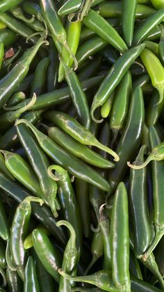 green beans are piled on top of each other