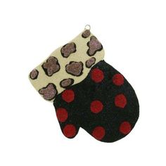 two black and red mitts with hearts on them