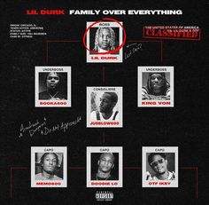 the family tree for lil durk's album, featuring his father and brother