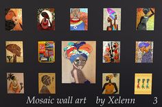 the mosaic wall art by xelem 3 includes african women and other artwork on black paper