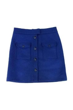 Current Boutique-Thakoon - Navy Double Pocket Front Wool Skirt Sz 6 Blue Button-up Bottoms With Pockets, Winter Workwear Skirt With Pockets, Winter Blue Skirt With Pockets, Blue Button-up Bottoms For Work, Workwear Mini Skirt With Button Closure For Winter, Winter Workwear Mini Skirt With Button Closure, Winter Mini Skirt With Button Closure For Workwear, Fitted Blue Skirt With Pockets, Blue Fitted Skirt With Pockets