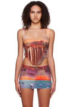 Miaou: Multicolor Campbell Tank Top | SSENSE Festival Chic, Corset Style, Graphic Patterns, Cami Tanks, Online Shopping Clothes, Asymmetric Hem, Square Neck, Tank Top Fashion, Oasis