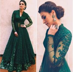 Pinterest: @pawank90 Green Formal Dresses, Prom Dresses Long Lace, Moroccan Kaftan, Salwar Kamiz, Red Lehenga, Indian Gowns Dresses, Green Gown, Vintage Prom, Indian Gowns