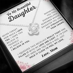 Birthday Teen, Amazing Daughter, Necklace For Daughter, Gifts For Daughter, Mother Birthday, Love Knot Necklace, My Beautiful Daughter, Your Amazing, Love Knot