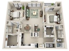 the floor plan of a two bedroom apartment