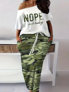 Temu：Shop like a Billionaire Clothes Aesthetic Summer, Slim Fit Skirts, Casual Dresses Plus Size, Nope Not Today, Plus Size Two Piece, Rock Outfit, Camouflage Print, Comfortable Tops