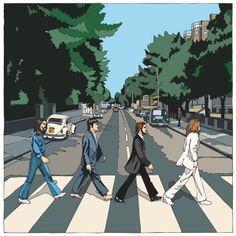 the beatles are walking across the street