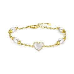 PRICES MAY VARY. 🌻【Gold Pearl Bracelets】7+1 inch extension pearl bracelet are very stylish. The gold chains are embellished with 6*9mm pearls and heart charm , providing a retro and elegant glow and display your beauty. 🌻【Hypoallergenic Gold Bracelets】Hypoallergenic gold bracelet for women are made of high-quality brass plated with 14k real yellow gold, free of lead and nickel to protect your sensitive skin. Lightweight pearl bracelet is designed with lobster claw clasp for easy to wear. 🌻【Me Bracelets For Girls, Bridesmaid Presents, Heart Bracelets, Presents For Girlfriend, Mother Daughter Bracelets, Gold Pearl Bracelet, Pearl Bracelets, Pearl Heart, Charm Chain