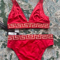 Brand New Never Wore Chic Red Triangle Top Swimwear, Womens Swim, Versace, High Waist, Swimming, High Waisted, Brand New, Red, Women Shopping