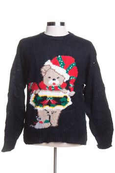 This is a vintage ugly Christmas pullover. That means: We only have one -- so you can't choose a different size or quantity. The size listed on the original tag may not be an accurate indication of the fit. The chest / bust size and length measurements are the most accurate way to estimate the fit. This item may show normal signs of wear, as is typical of vintage clothing. Chest / Bust Size: 42" Length: 24" Fits Like Men's Size: Large Fits Like Women's Size: XL Size Listed On Original Tag: L Bra Christmas Pullover, Fisherman Sweater, Printed Joggers, Style Noir, Vintage Adidas, Dog Tshirt, Christmas Colors, Ugly Christmas, Cute Designs