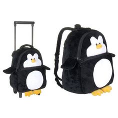 a penguin backpack with wheels is shown in this image