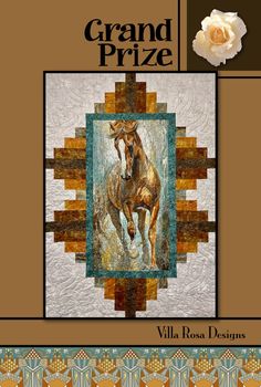 the front cover of a quilt book with an image of a horse and flower on it