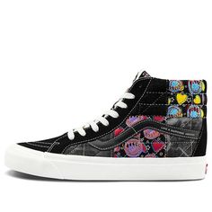 Vans Unisex SK8-Hi Sneakers Black VN0A54FBA5J (SNKR/Skate/Casual/Unisex/Embroidery/Multicolor) Vans Anaheim, Sneakers Vans, Vans Sk8 Hi, Black High Tops, Women's Vans, Vans High Top Sneaker, Sk8 Hi, Vans Sneakers, Vans Sk8