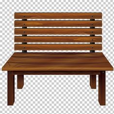 a wooden bench on a transparent background