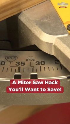 a miter saw hack you'll want to save on the table with text that reads, a miter saw hack you'll want to save