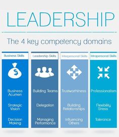 the four key competencys for business leaders infographical poster, with text and icons