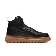 Nike Air Force 1 GTX Boot 'Black Gum' Black/Anthracite/Gum Medium Brown/Black CT2815-001 Gore Tex Boots, Black Gums, Round Toe Heels, Nike Just Do It, Medium Brown, Nike Air Force 1, Gore Tex, Just Do It, Nike Sportswear