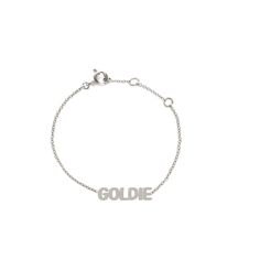 Designed in collaboration with Noush Jewelry, this exclusive bubble name bracelet is the perfect way to honor yourself, or someone special in your life. The size is perfect for all ages! Available in 14K White Gold, Yellow Gold, or Rose Gold Letter height = 3.9mm Not intended to be worn on unsupervised infants or children Baby chain length = 4in to 5in Adult chain length= 6in to 7in See our Size Guide for more information Modern Engraved Yellow Gold Name Bracelet, Minimalist 14k Gold Custom Name Bracelets, Modern 14k Gold Silver Bracelets, Minimalist 14k Gold Bracelet With Custom Name, Modern 14k Gold Bracelets, Modern 14k Gold Bracelets In Silver Color, Modern Silver Diamond Bracelet With 14k Gold, Personalized Fine Jewelry Bracelets For Everyday, 14k Gold Silver Name Bracelet