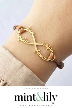 Customize this adjustable bracelet with two to four names. It's the perfect gift for your mom, your sister or your bestie. Cheap Personalized Bracelets For Mother's Day, Cheap Personalized Heart Bracelet For Mother's Day, Wrist Bracelet Mom, Infinity Bracelet With Names, Journey Of Life, Infinite Possibilities, What Matters Most, Endless Love, Gifts For Your Mom