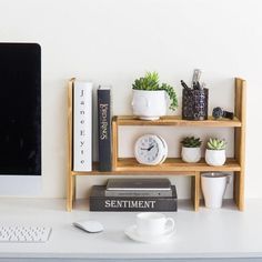 Dark Brown Wood Adjustable Desktop Storage Display Rack - MyGift Enterprise LLC Cubical Ideas, Work Cubicle Decor, Cubicle Ideas, Adjustable Bookshelf, Work Desk Decor, Work Cubicle, Cubicle Decor Office, Office Organization At Work, Desktop Shelf