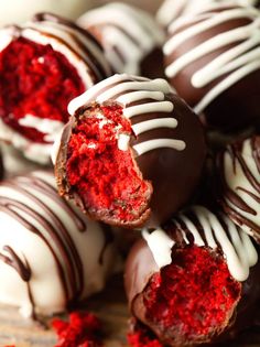 chocolate covered strawberries with white frosting and drizzled on the top