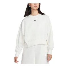 (WMNS) Nike Sportswear Phoenix Fleece Crewneck Sweatshirt 'White' DQ5762-133 White Nike Sweatshirt, Nike Women Sweatshirt, Streetwear Essentials, Oversized Crewneck, Sweatshirt White, Nike Sweatshirts, Cropped Sweatshirt, Sportswear Women, Crew Sweatshirts