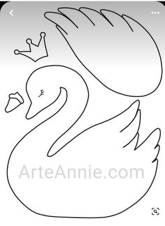 a drawing of a swan with a crown on its head