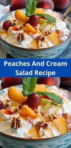 peaches and cream salad recipe in two bowls